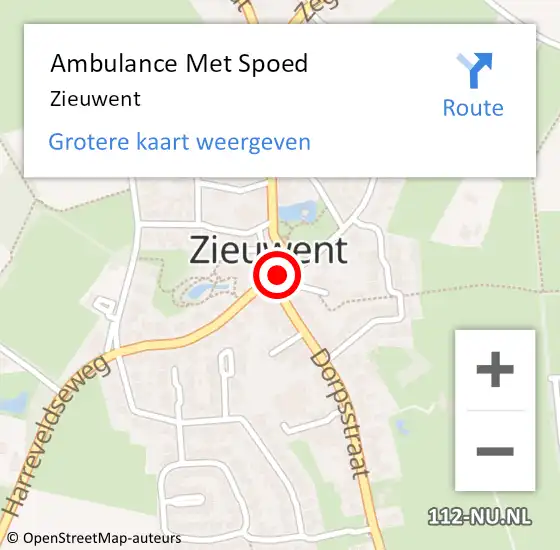 Locatie op kaart van de 112 melding: Ambulance Met Spoed Naar Zieuwent op 15 december 2023 22:42