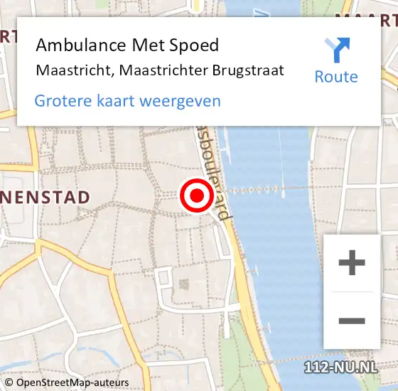 Locatie op kaart van de 112 melding: Ambulance Met Spoed Naar Maastricht, Maastrichter Brugstraat op 18 september 2014 16:16