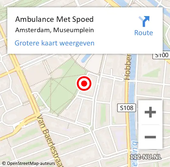 Locatie op kaart van de 112 melding: Ambulance Met Spoed Naar Amsterdam, Museumplein op 15 december 2023 22:48