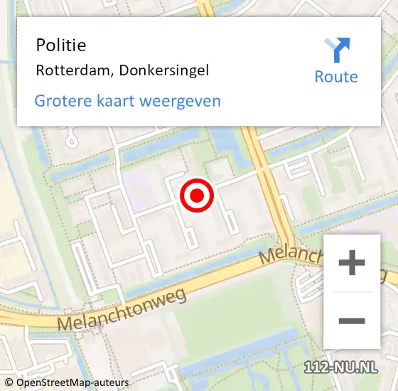 Locatie op kaart van de 112 melding: Politie Rotterdam, Donkersingel op 15 december 2023 22:48