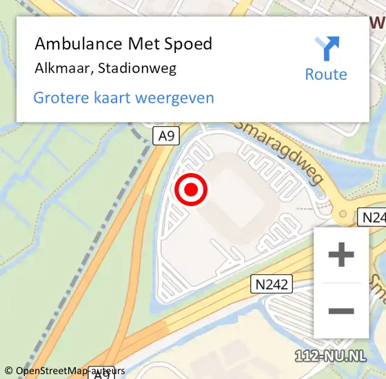 Locatie op kaart van de 112 melding: Ambulance Met Spoed Naar Alkmaar, Stadionweg op 15 december 2023 22:49