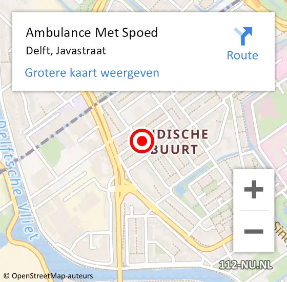 Locatie op kaart van de 112 melding: Ambulance Met Spoed Naar Delft, Javastraat op 15 december 2023 23:08