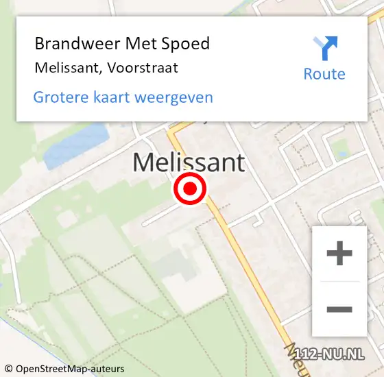 Locatie op kaart van de 112 melding: Brandweer Met Spoed Naar Melissant, Voorstraat op 15 december 2023 23:09