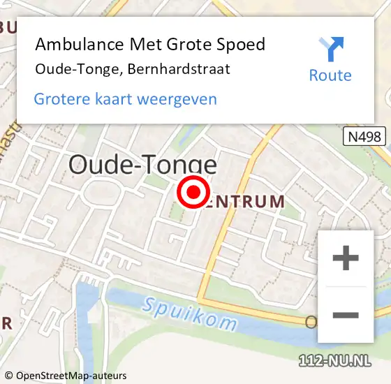 Locatie op kaart van de 112 melding: Ambulance Met Grote Spoed Naar Oude-Tonge, Bernhardstraat op 15 december 2023 23:22