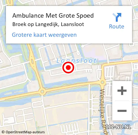 Locatie op kaart van de 112 melding: Ambulance Met Grote Spoed Naar Broek op Langedijk, Laansloot op 15 december 2023 23:22