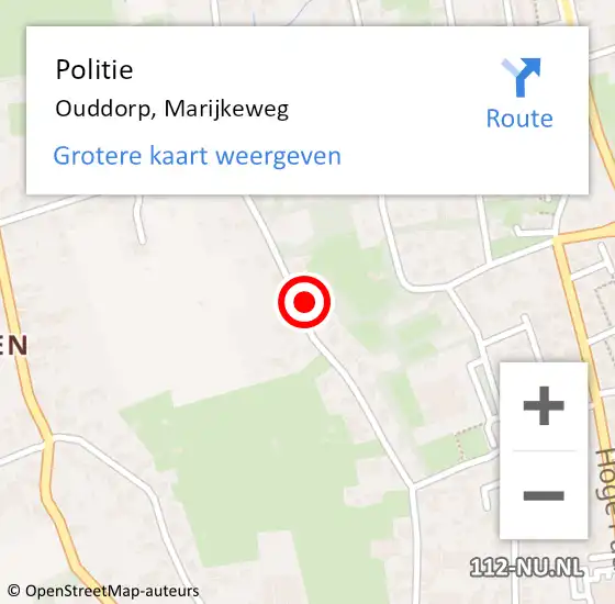 Locatie op kaart van de 112 melding: Politie Ouddorp, Marijkeweg op 15 december 2023 23:46