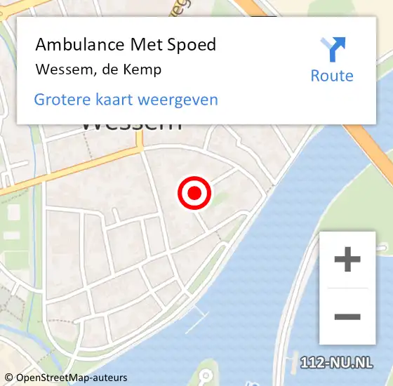 Locatie op kaart van de 112 melding: Ambulance Met Spoed Naar Wessem, de Kemp op 15 december 2023 23:47