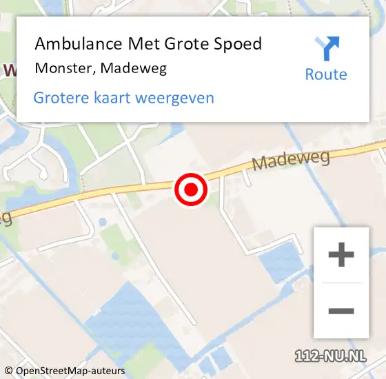 Locatie op kaart van de 112 melding: Ambulance Met Grote Spoed Naar Monster, Madeweg op 16 december 2023 00:09