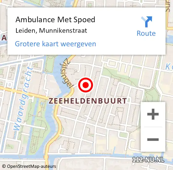 Locatie op kaart van de 112 melding: Ambulance Met Spoed Naar Leiden, Munnikenstraat op 16 december 2023 00:31