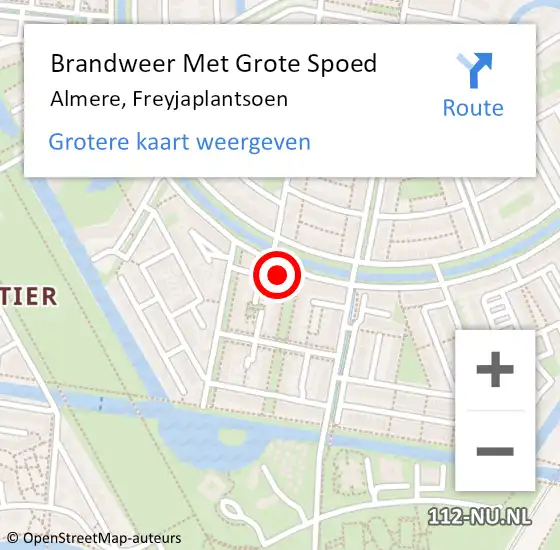 Locatie op kaart van de 112 melding: Brandweer Met Grote Spoed Naar Almere, Freyjaplantsoen op 16 december 2023 00:45