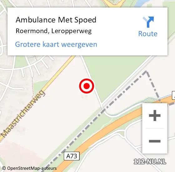 Locatie op kaart van de 112 melding: Ambulance Met Spoed Naar Roermond, Leropperweg op 16 december 2023 00:49