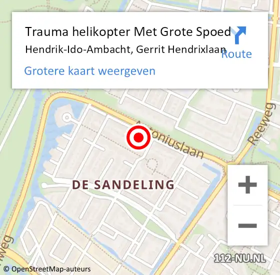 Locatie op kaart van de 112 melding: Trauma helikopter Met Grote Spoed Naar Hendrik-Ido-Ambacht, Gerrit Hendrixlaan op 16 december 2023 00:53