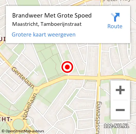 Locatie op kaart van de 112 melding: Brandweer Met Grote Spoed Naar Maastricht, Tamboerijnstraat op 16 december 2023 01:03