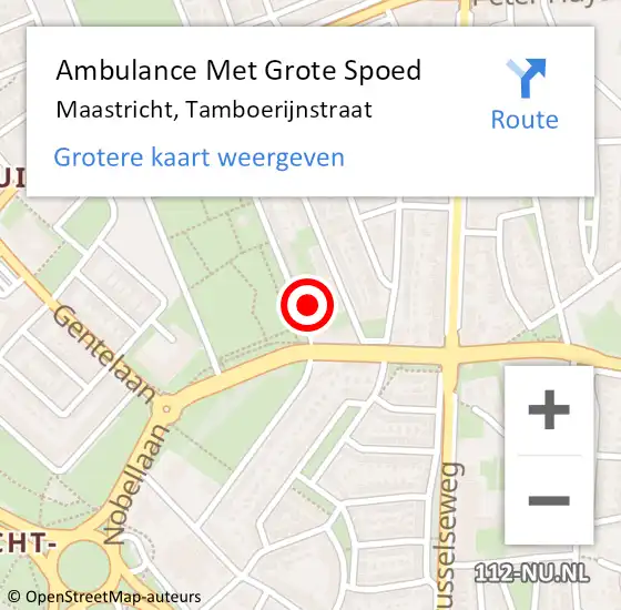 Locatie op kaart van de 112 melding: Ambulance Met Grote Spoed Naar Maastricht, Tamboerijnstraat op 16 december 2023 01:12