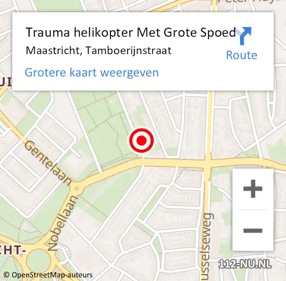 Locatie op kaart van de 112 melding: Trauma helikopter Met Grote Spoed Naar Maastricht, Tamboerijnstraat op 16 december 2023 01:13