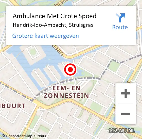 Locatie op kaart van de 112 melding: Ambulance Met Grote Spoed Naar Hendrik-Ido-Ambacht, Struisgras op 16 december 2023 01:17