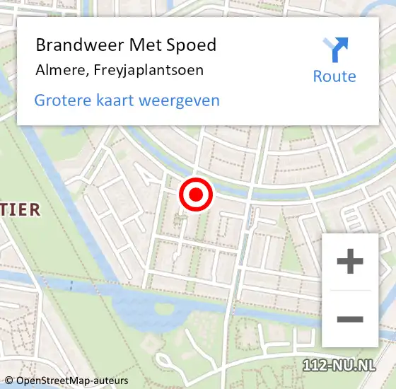 Locatie op kaart van de 112 melding: Brandweer Met Spoed Naar Almere, Freyjaplantsoen op 16 december 2023 01:21