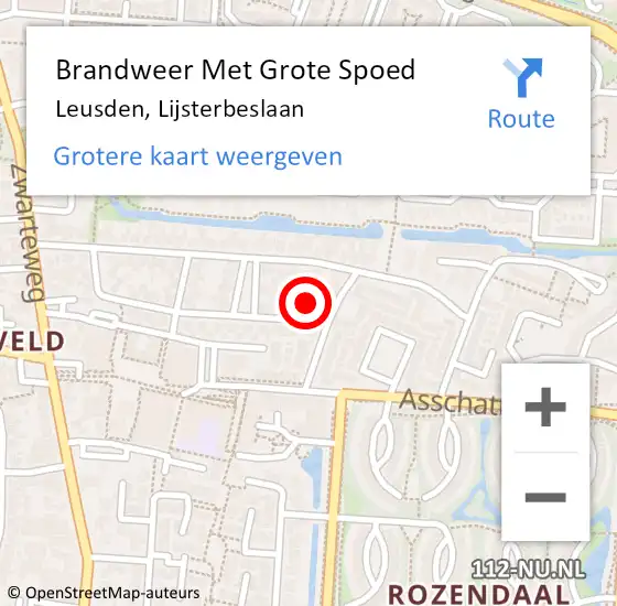 Locatie op kaart van de 112 melding: Brandweer Met Grote Spoed Naar Leusden, Lijsterbeslaan op 16 december 2023 01:27