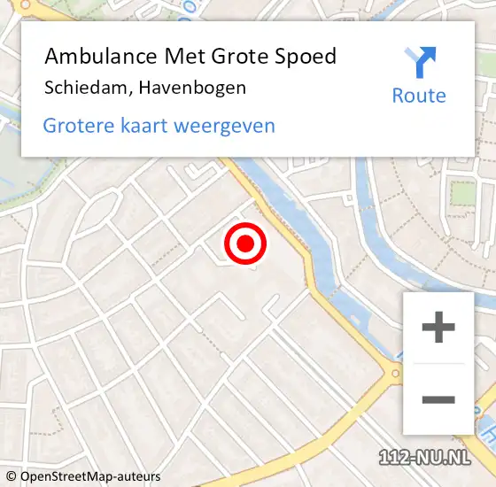 Locatie op kaart van de 112 melding: Ambulance Met Grote Spoed Naar Schiedam, Havenbogen op 16 december 2023 01:29