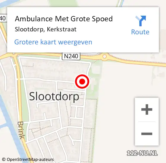 Locatie op kaart van de 112 melding: Ambulance Met Grote Spoed Naar Slootdorp, Kerkstraat op 16 december 2023 01:49
