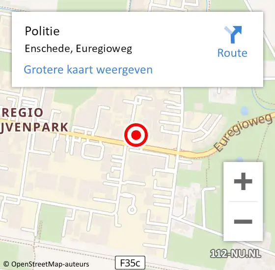 Locatie op kaart van de 112 melding: Politie Enschede, Euregioweg op 16 december 2023 02:47