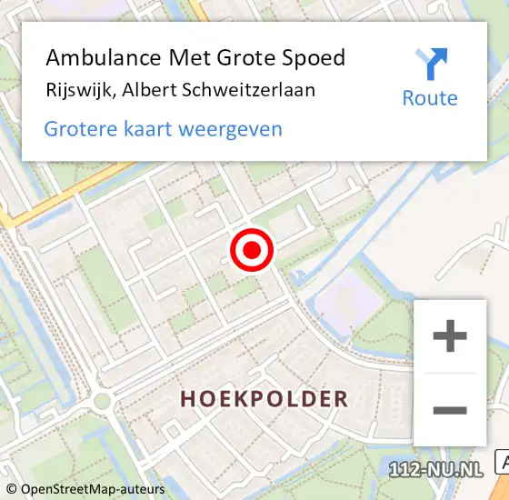 Locatie op kaart van de 112 melding: Ambulance Met Grote Spoed Naar Rijswijk, Albert Schweitzerlaan op 16 december 2023 02:53