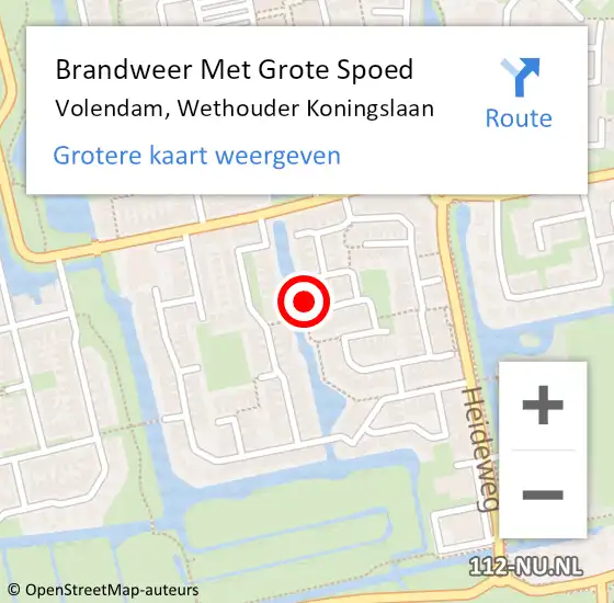 Locatie op kaart van de 112 melding: Brandweer Met Grote Spoed Naar Volendam, Wethouder Koningslaan op 16 december 2023 03:15