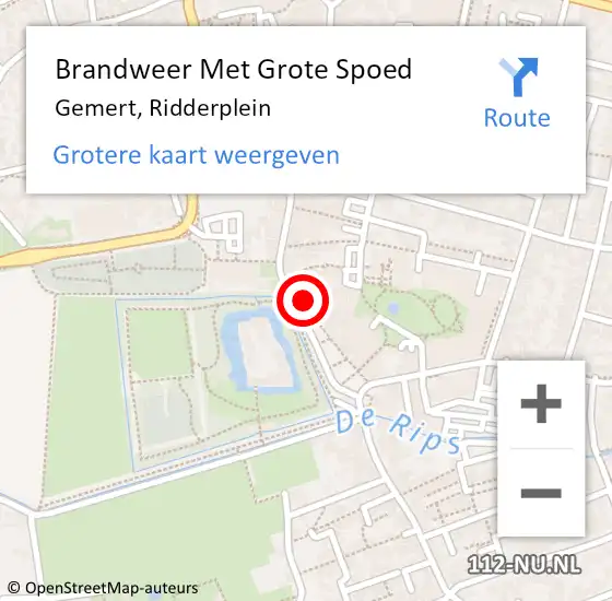 Locatie op kaart van de 112 melding: Brandweer Met Grote Spoed Naar Gemert, Ridderplein op 16 december 2023 03:19