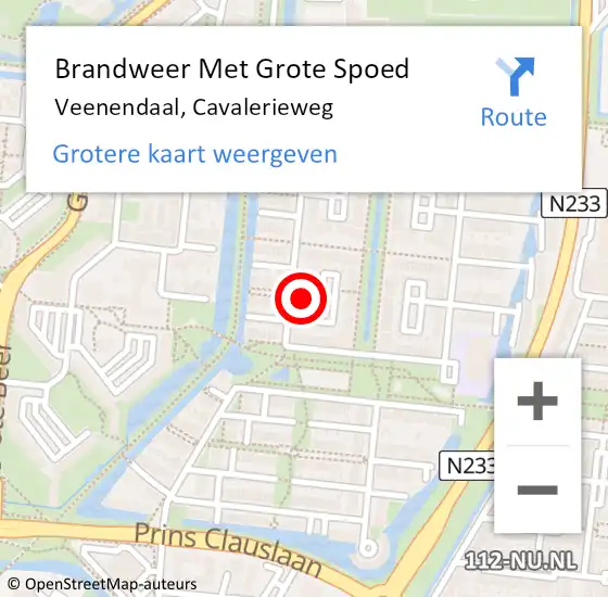 Locatie op kaart van de 112 melding: Brandweer Met Grote Spoed Naar Veenendaal, Cavalerieweg op 16 december 2023 03:37