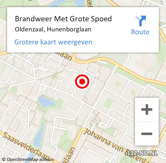 Locatie op kaart van de 112 melding: Brandweer Met Grote Spoed Naar Oldenzaal, Hunenborglaan op 16 december 2023 03:53