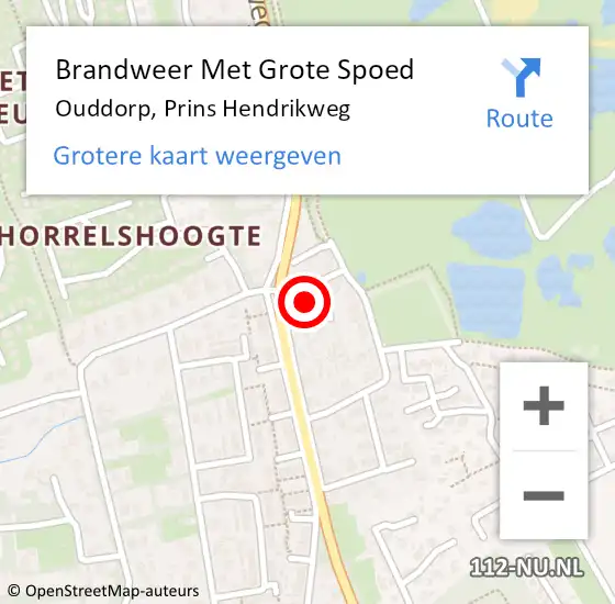 Locatie op kaart van de 112 melding: Brandweer Met Grote Spoed Naar Ouddorp, Prins Hendrikweg op 16 december 2023 04:36