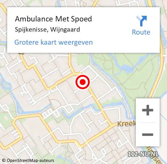 Locatie op kaart van de 112 melding: Ambulance Met Spoed Naar Spijkenisse, Wijngaard op 16 december 2023 05:04