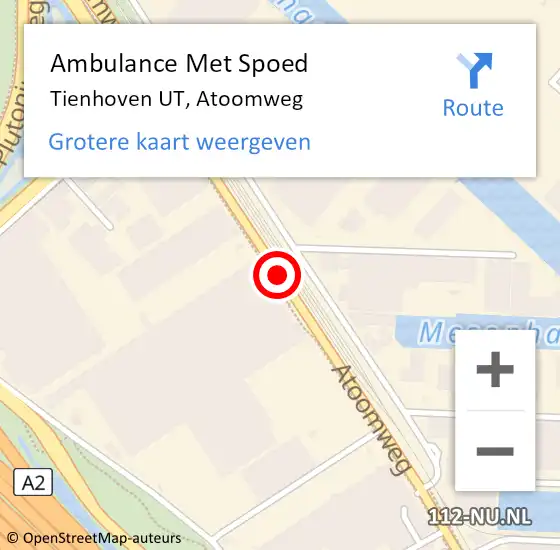 Locatie op kaart van de 112 melding: Ambulance Met Spoed Naar Tienhoven UT, Atoomweg op 18 september 2014 16:42