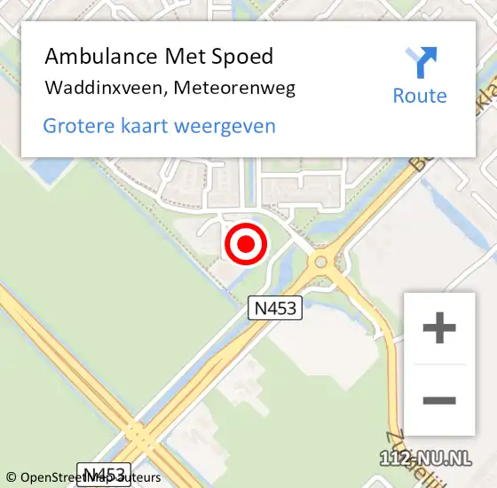 Locatie op kaart van de 112 melding: Ambulance Met Spoed Naar Waddinxveen, Meteorenweg op 16 december 2023 06:47