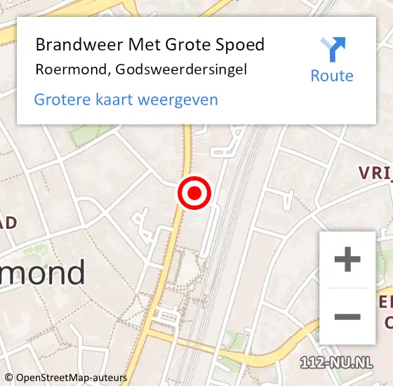 Locatie op kaart van de 112 melding: Brandweer Met Grote Spoed Naar Roermond, Godsweerdersingel op 16 december 2023 07:04