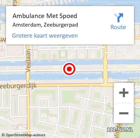 Locatie op kaart van de 112 melding: Ambulance Met Spoed Naar Amsterdam, Zeeburgerpad op 16 december 2023 07:04