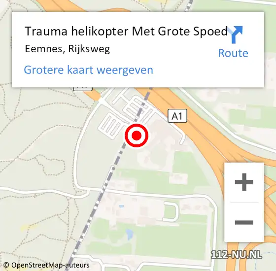 Locatie op kaart van de 112 melding: Trauma helikopter Met Grote Spoed Naar Eemnes, Rijksweg op 16 december 2023 07:55
