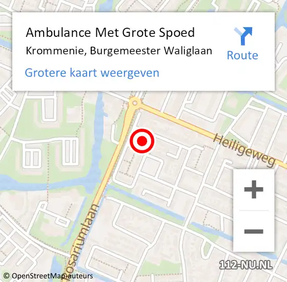 Locatie op kaart van de 112 melding: Ambulance Met Grote Spoed Naar Krommenie, Burgemeester Waliglaan op 16 december 2023 08:02