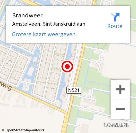 Locatie op kaart van de 112 melding: Brandweer Amstelveen, Sint Janskruidlaan op 16 december 2023 08:10