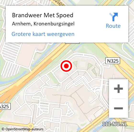 Locatie op kaart van de 112 melding: Brandweer Met Spoed Naar Arnhem, Kronenburgsingel op 16 december 2023 08:24