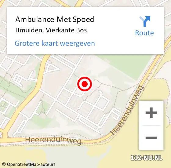 Locatie op kaart van de 112 melding: Ambulance Met Spoed Naar IJmuiden, Vierkante Bos op 16 december 2023 08:27