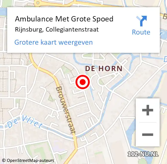 Locatie op kaart van de 112 melding: Ambulance Met Grote Spoed Naar Rijnsburg, Collegiantenstraat op 16 december 2023 08:39