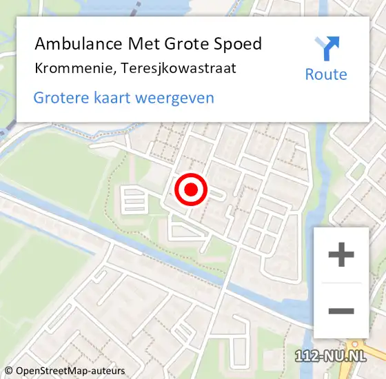 Locatie op kaart van de 112 melding: Ambulance Met Grote Spoed Naar Krommenie, Teresjkowastraat op 16 december 2023 08:42