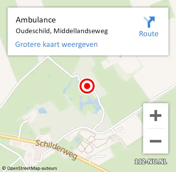 Locatie op kaart van de 112 melding: Ambulance Oudeschild, Middellandseweg op 16 december 2023 09:11