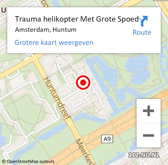 Locatie op kaart van de 112 melding: Trauma helikopter Met Grote Spoed Naar Amsterdam, Huntum op 16 december 2023 09:21
