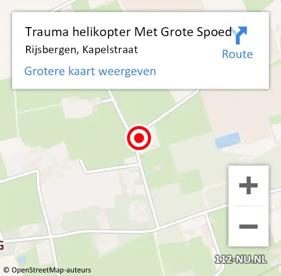 Locatie op kaart van de 112 melding: Trauma helikopter Met Grote Spoed Naar Rijsbergen, Kapelstraat op 16 december 2023 09:33