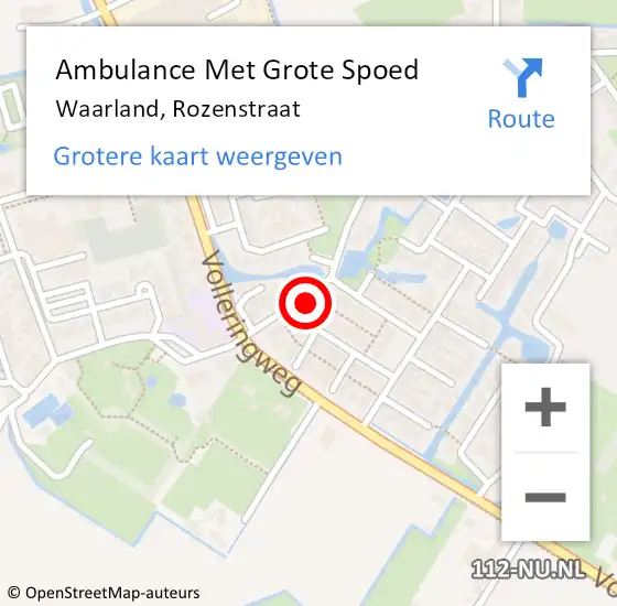 Locatie op kaart van de 112 melding: Ambulance Met Grote Spoed Naar Waarland, Rozenstraat op 18 september 2014 16:50