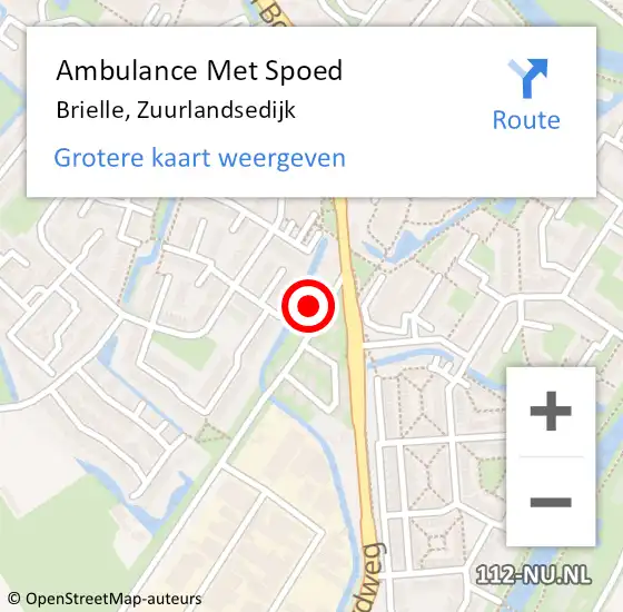 Locatie op kaart van de 112 melding: Ambulance Met Spoed Naar Brielle, Zuurlandsedijk op 16 december 2023 09:37