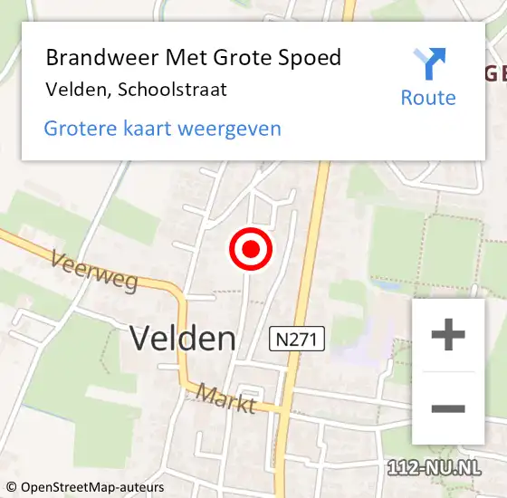 Locatie op kaart van de 112 melding: Brandweer Met Grote Spoed Naar Velden, Schoolstraat op 16 december 2023 09:55