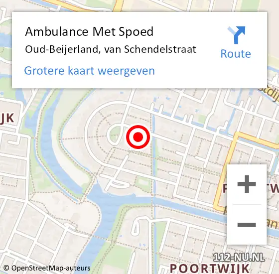 Locatie op kaart van de 112 melding: Ambulance Met Spoed Naar Oud-Beijerland, van Schendelstraat op 16 december 2023 09:56